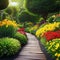 Vibrant Path with Colorful Garden Website Banner