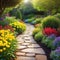 Vibrant Path with Colorful Garden Website Banner