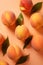 Vibrant Peaches on Orange Background AI Generated