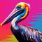 Vibrant Pelican: Realistic Pop Art With Colorful Gradients