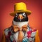 Vibrant Penguin Portrait In Surreal Fashion Photography