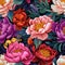 Vibrant Peonies Bloom In An Embroidered Garden Of Tranquility. Seamless Background