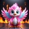 Vibrant Phoenix Delight: Cute 3D Isolation by AI