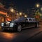 Vibrant and Photorealistic Image of a Sleek Black Limousine on a City Street at Twilight