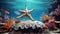 Vibrant Photorealistic Starfish On Coral Reef - Interactive Exhibit