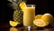 A vibrant pineapple smoothie, bursting with tropical flavors, served in