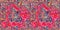 Vibrant pink distortion border. Bright colorful kitsch banner for fluid flow design. Marbled endpaper in vivid pink