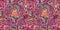 Vibrant pink distortion border. Bright colorful kitsch banner for fluid flow design. Marbled endpaper in vivid pink