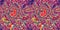 Vibrant pink distortion border. Bright colorful kitsch banner for fluid flow design. Marbled endpaper in vivid pink