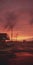 Vibrant Pink Sky: Photorealistic Urban Scenes With Film Noir Aesthetic