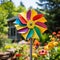 Vibrant Pinwheel Spinning in Summer Garden