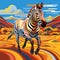 Vibrant Pixel-art Zebra Sprinting Through Scenic Countryside