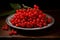 Vibrant Plate ripe rowan berries. Generate Ai