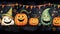 A vibrant and playful Halloween banner featuring cute and whimsical characters such as ghosts, witches, AI generated