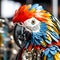 Vibrant Plumage: Close-up of a Parrot Crafted from a Mix of Colors, Metal, and Glossy Materials â€“ Capturing Exotic Elegance