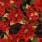 Vibrant poinsettia flower blooms seamless pattern in a captivating top view perspective