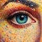 Vibrant Pointillism: Hyper-realistic Eye With Colorful Dots