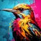Vibrant Pop Art Bird Painting With Colorful Paint Splashes