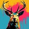Vibrant Pop Art Deer Portrait In Vintage Poster Style