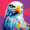 Vibrant Pop Art Eagle Painting On Purple Background