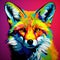 Vibrant Pop Art Fox Painting On Colorful Background