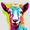 Vibrant Pop Art Goat Painting: Colorful Digital Illustration Design