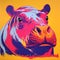 Vibrant Pop Art Hippopotamus Head Painting