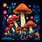 Vibrant Pop Art Illustration Celebrating the World of Mushrooms and Fungi
