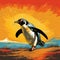 Vibrant Pop Art Penguin Illustration With Himalayan Art Influence