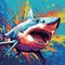 Vibrant Pop Art Shark Illustration: A Colorful And Expressive Masterpiece