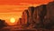 Vibrant Pop Art Sunset Rock Painting With Cowboy Imagery