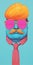Vibrant Pop Surrealism: Cartoon Head With Sunglasses And Tie