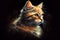 A vibrant portrait of an orange cat against a dark background, capturing its curious and playful personality, generative