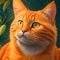 A vibrant portrait of an orange cat, capturing its curious and playful personality AI-Generated