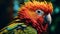 Vibrant Portraiture Of A Red And Yellow Parrot In Brazilian Zoo