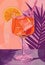 Vibrant poster with vintage aesthetics of aperol spritz aperitivo in a glass