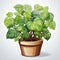 Vibrant Potted Plant with Lush Green Leaves Illustration