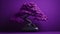 Vibrant Purple Bonsai Tree - 3d Rendering With Monochromatic Harmony