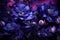 Vibrant Purple flowers closeup dramatic. Generate Ai