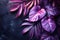 Vibrant Purple Foliage on Dark Elegance. Concept Nature Photography, Moody Atmosphere, Purple