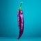 Vibrant Purple Jalapeno Pepper On Teal Background