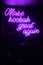 Vibrant purple neon sign with the words 'Make hookah great again' illuminated in a darkened room