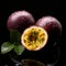 Vibrant Purple Passion Fruit: Photorealistic Portraiture On Black Table