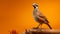 Vibrant Quail Portrait On Brown Stem With Bright Background