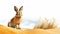 Vibrant Rabbit Illustration On Sand Dune - Detailed Clipart Design