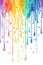 Vibrant rainbow acrylic paint on white banner, colorful liquid drips, digital art view