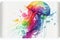 Vibrant rainbow color jellyfish in watercolor splashing painting