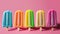 Vibrant Rainbow Popsicles on a Chic Pink Background