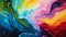 Vibrant Rainbow Swirls in Fluid Acrylic Art