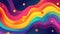 Vibrant Rainbow Waves and Stars Illustration Representing LGBT Pride